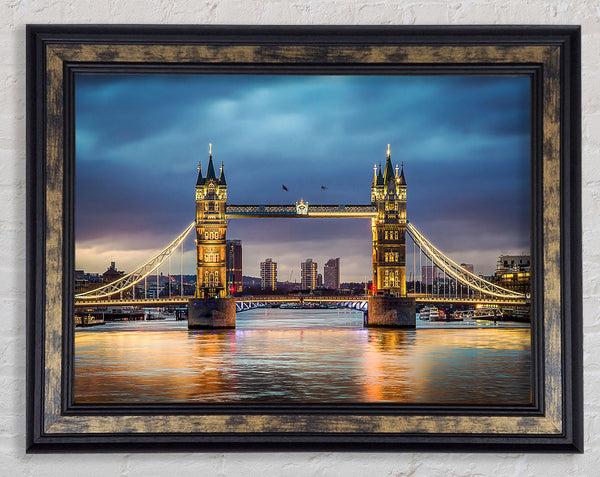 Tower Bridge Night Glow Framed Print