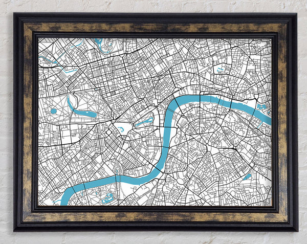 The Map Of London Thames 1 Framed Print
