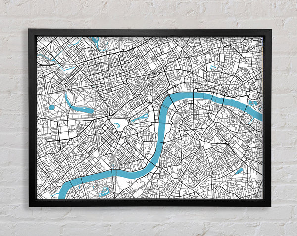 The Map Of London Thames 1 Framed Print