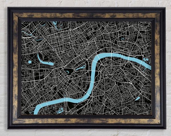 The Map Of London Thames 2 Framed Print