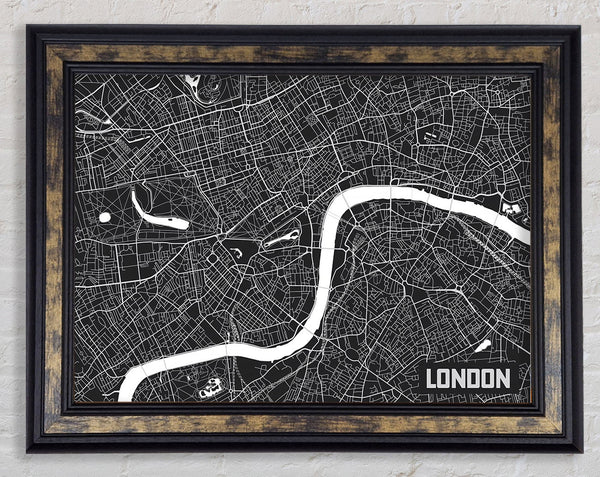 The Map Of London Thames 3 Framed Print