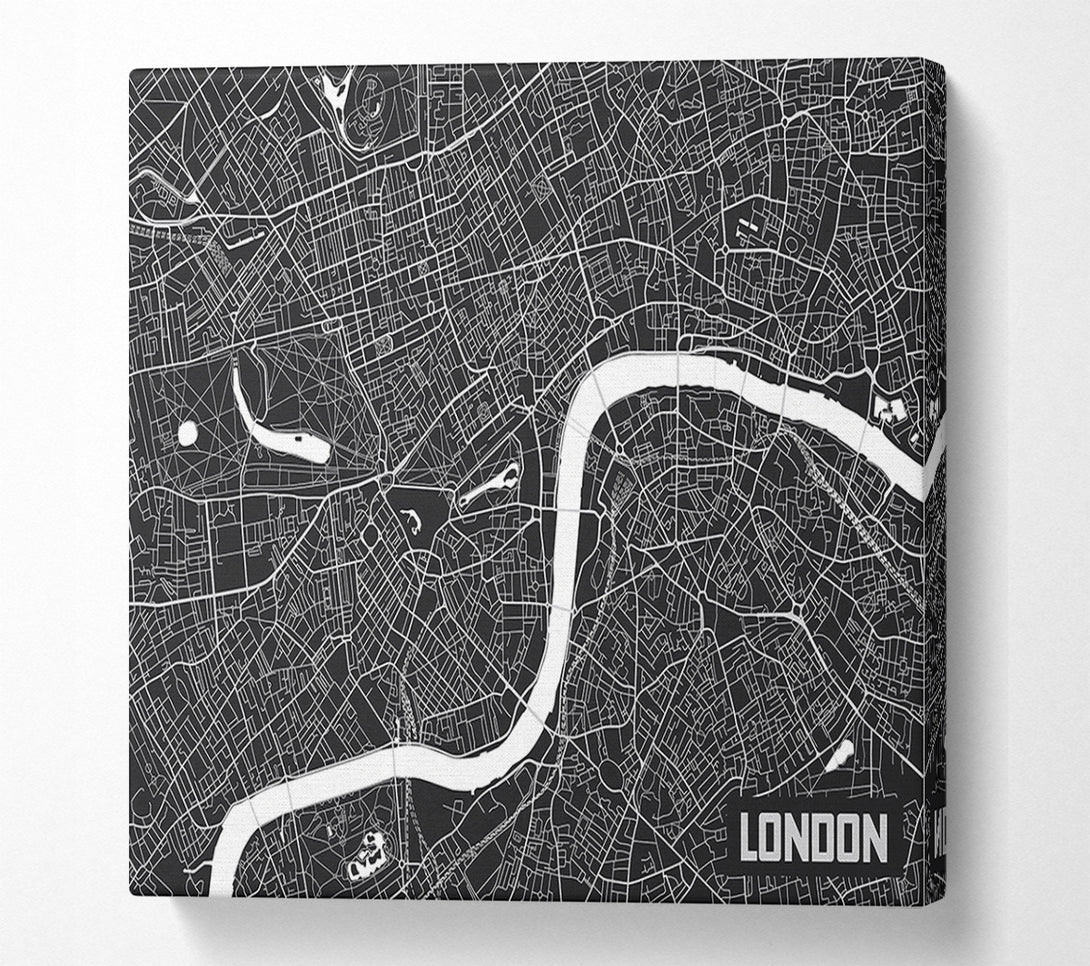  A Canvas Print of The Map Of London Thames 3 Canvas Wall Art