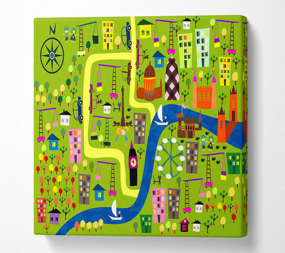  A Canvas Print of Childs Map Of The City Canvas Art