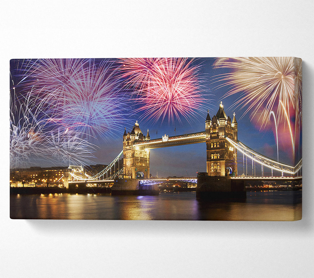  A Canvas Print of Fireworks Over Tower Bridge Canvas Wall Art