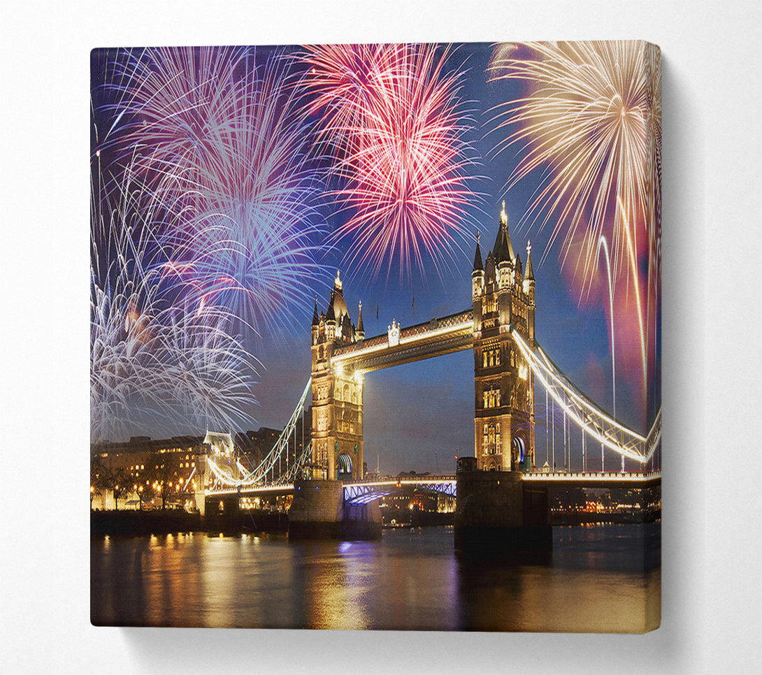  A Canvas Print of Fireworks Over Tower Bridge Canvas Wall Art