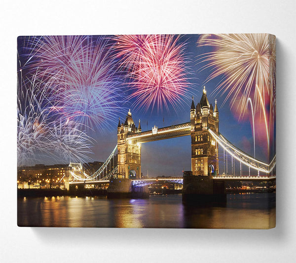  A Canvas Print of Fireworks Over Tower Bridge Canvas Wall Art