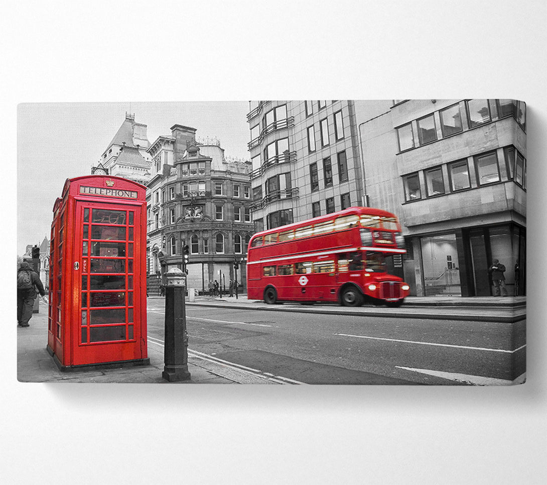  A Canvas Print of Double Decker Red Bus Through The Streets Canvas Print