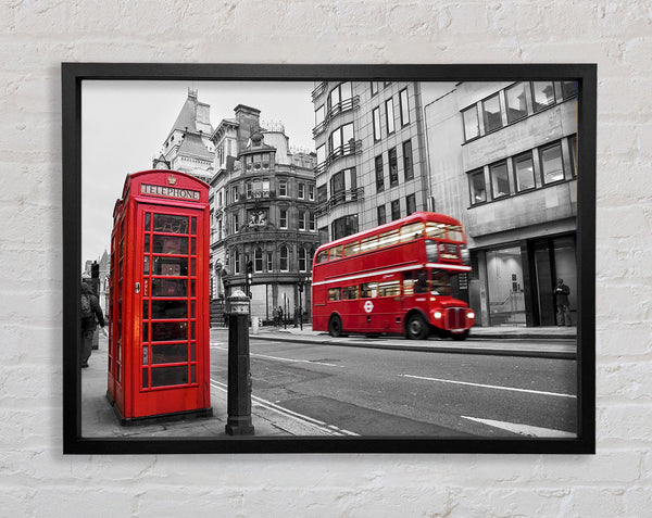 Double Decker Red Bus Through The Streets Framed Print