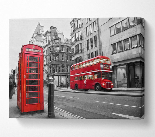  A Canvas Print of Double Decker Red Bus Through The Streets Canvas Print