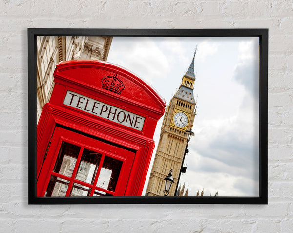 Red Telephone Box Next To Big Ben Framed Print