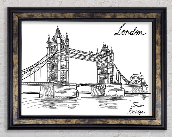 Tower Bridge Outline 7 Framed Print
