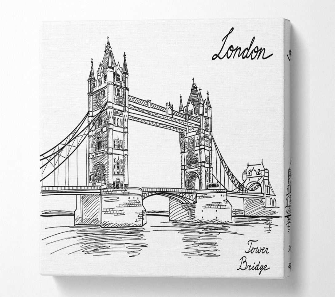  A Canvas Print of Tower Bridge Outline 7 Canvas Art