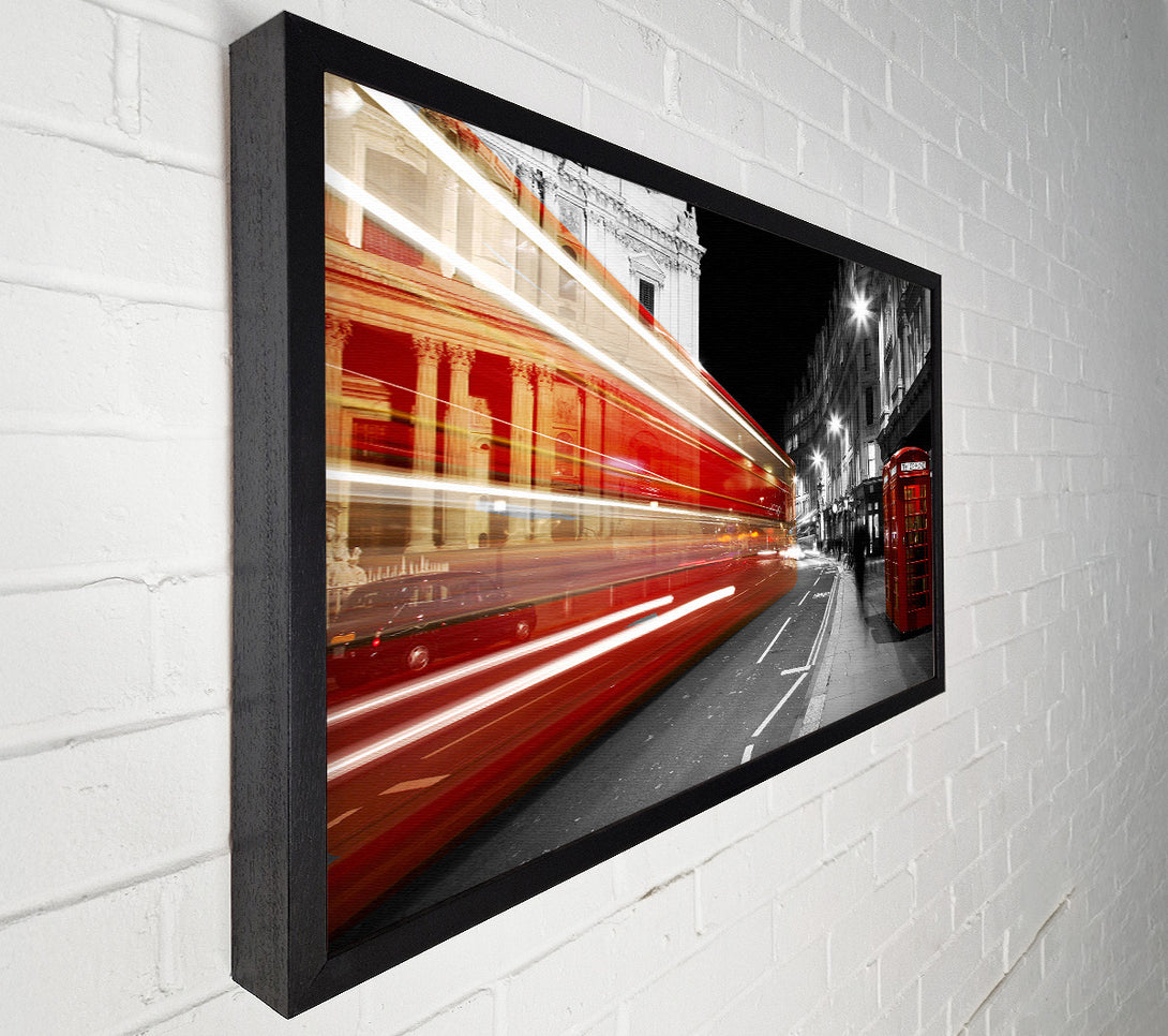  A Canvas Print of Red Bus Speeding Through The City Canvas Wall Art