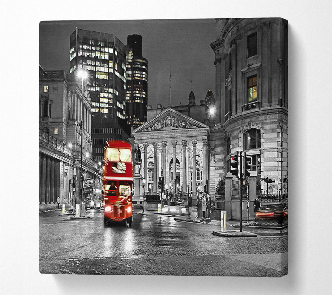  A Canvas Print of Red Bus In The Heart Of The City Canvas Art
