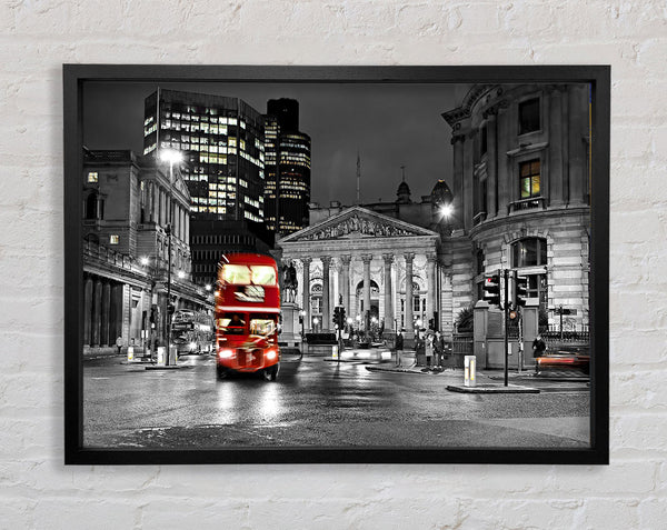 Red Bus In The Heart Of The City Framed Print