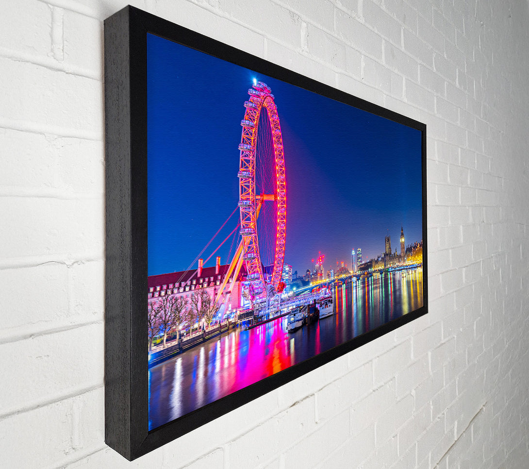  A Canvas Print of London Eye Rainbow Thames At Night Canvas Wall Art