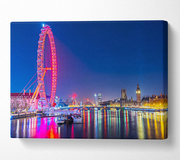  A Canvas Print of London Eye Rainbow Thames At Night Canvas Wall Art