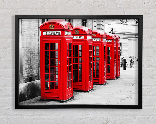 Red Telephone Box LineUp Framed Print