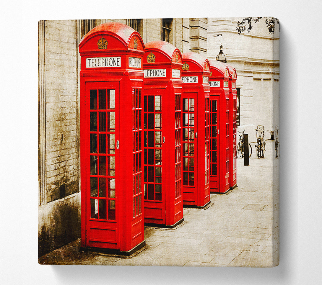  A Canvas Print of Red London Phone Boxes Canvas Wall Art