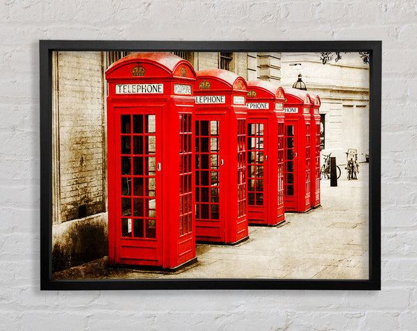 Red London Phone Boxes Framed Print