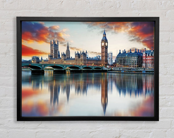 Stunning Reflections Of The Houses Of Parliament Framed Print