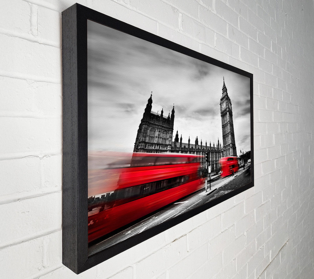  A Canvas Print of Houses Of Parliament Red Bus Blur Canvas Print