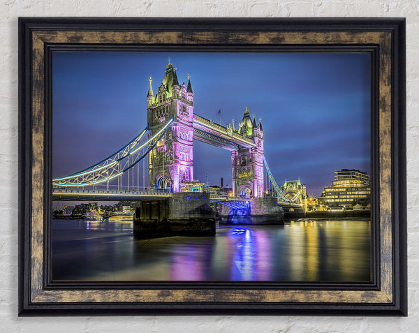 Tower Bridge Pink Glow Framed Print