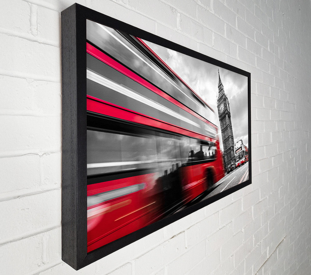  A Canvas Print of Iconic Red Bus Passed Big Ben Canvas Wall Art