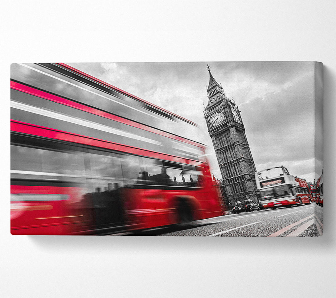  A Canvas Print of Iconic Red Bus Passed Big Ben Canvas Wall Art