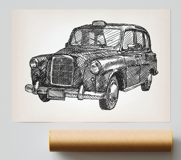 Iconic Black Cab Giclee Print