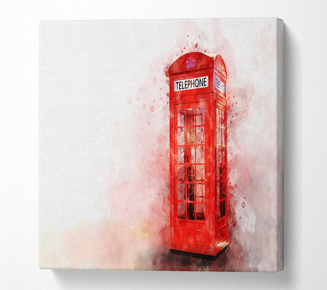  A Canvas Print of Red Phone Box Splash Canvas Print