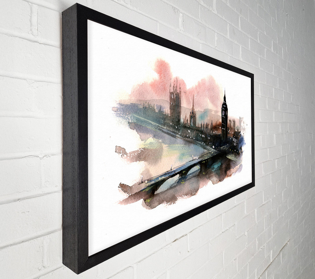  A Canvas Print of Watercolour Big Ben Houses Of Parliament Canvas Art