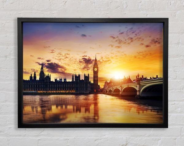 Sunset Over The Houses Of Parliament Framed Print