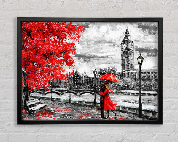 Honeymoon Couple Big Ben Framed Print