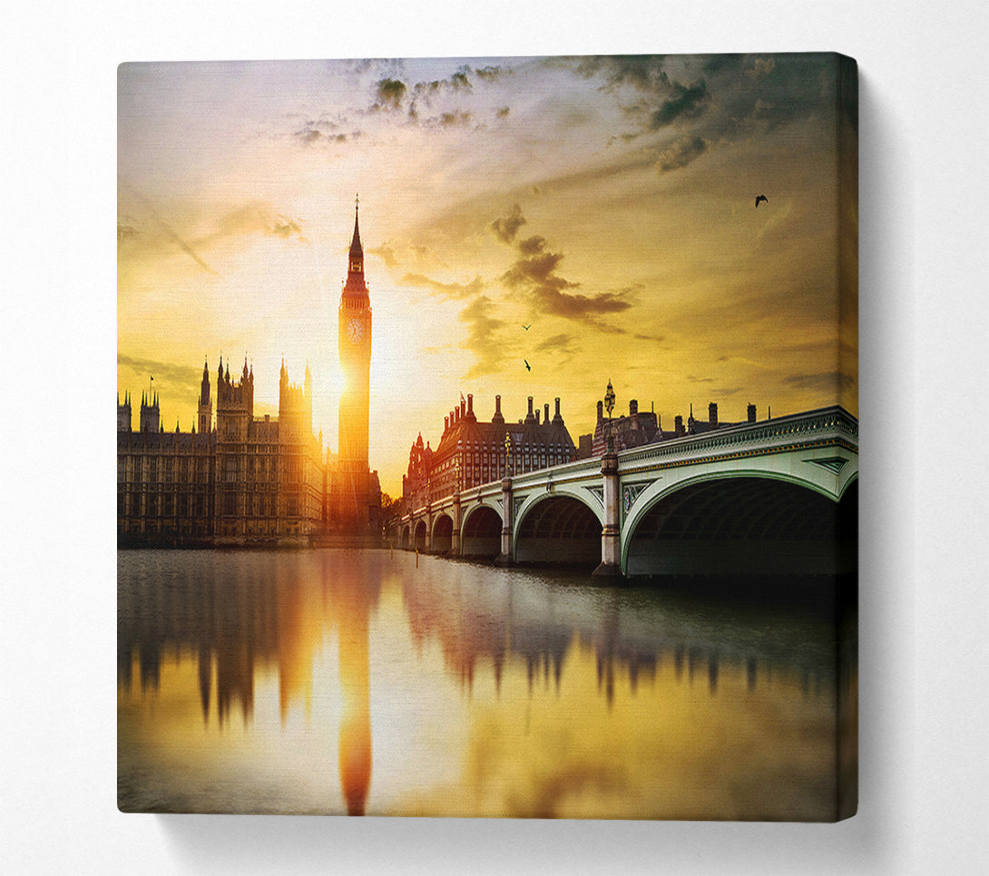  A Canvas Print of Sunset Through Big Ben Canvas Wall Art
