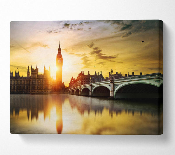  A Canvas Print of Sunset Through Big Ben Canvas Wall Art