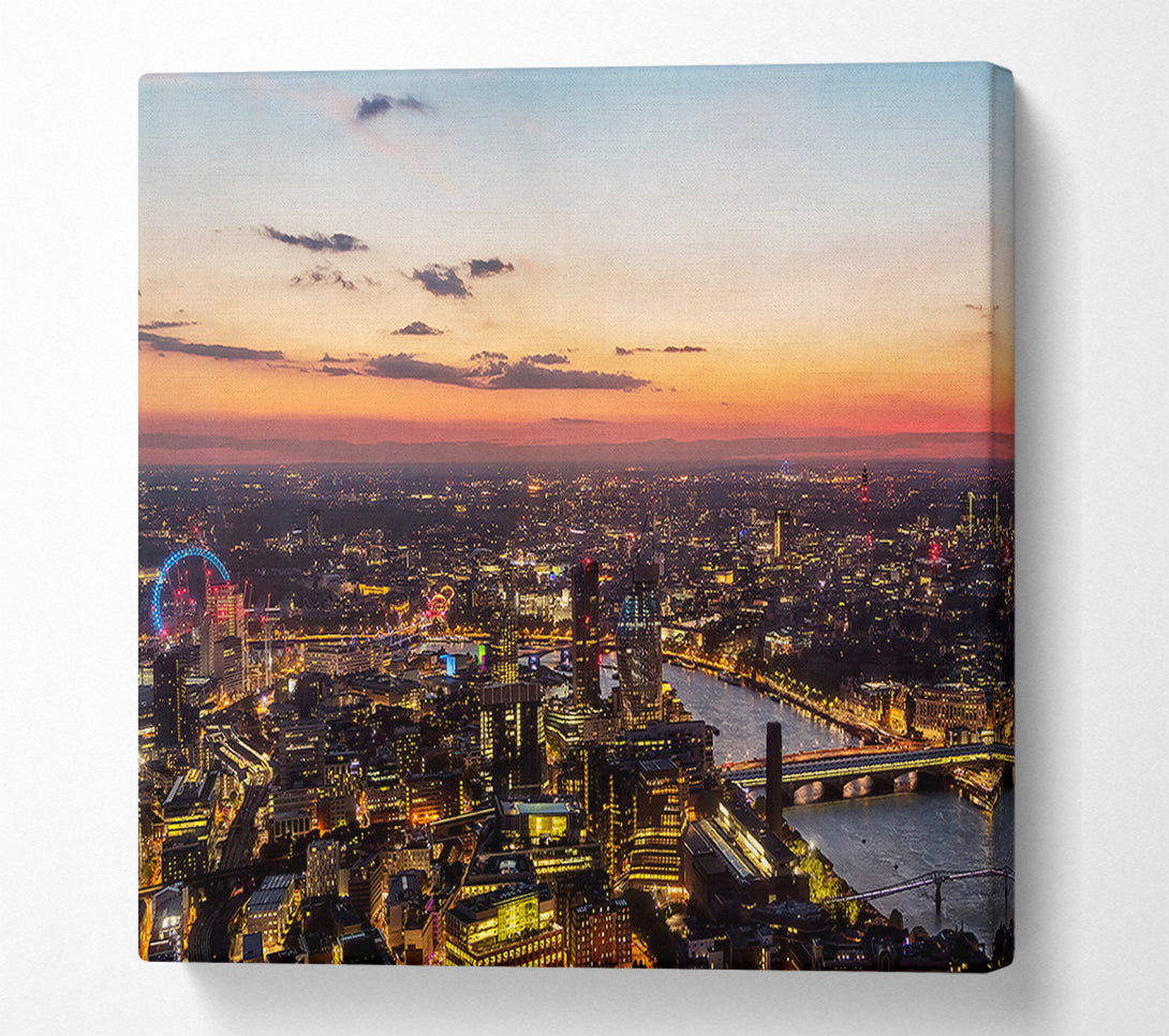  A Canvas Print of Ariel Twilight View Canvas Wall Art