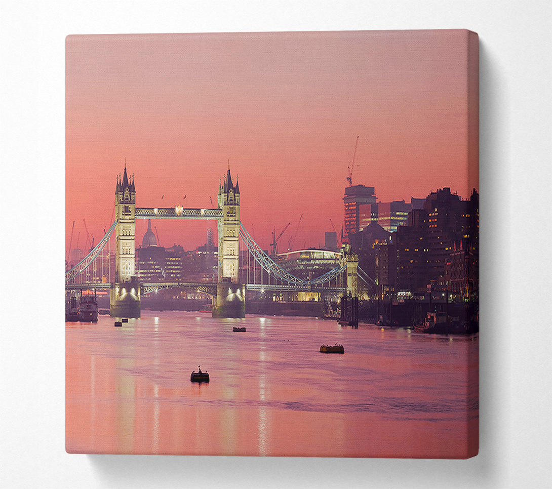  A Canvas Print of Pink Nights Through The Tower Bridge Canvas Art