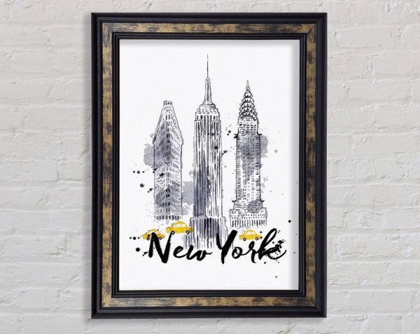 Outline Of NYC Framed Print