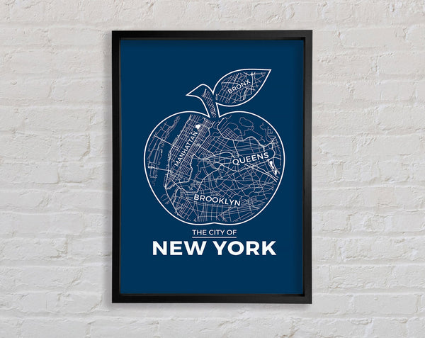 Retro map Of The City 8 Framed Print