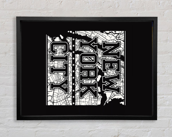 Retro map Of The City 7 Framed Print