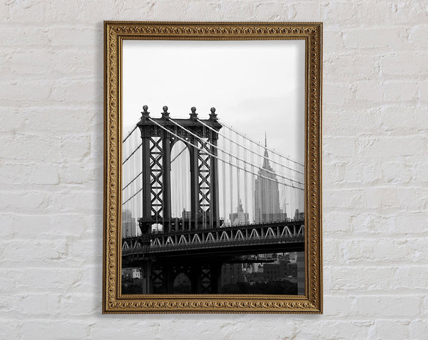 Empire State Through The Bridge Framed Print