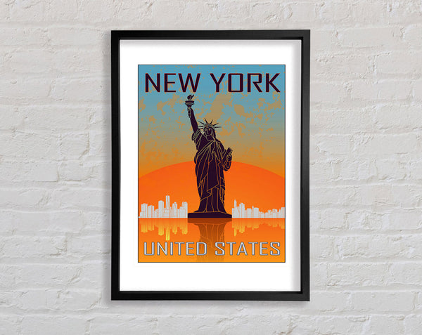 Orange Blue Statue of Liberty Framed Print