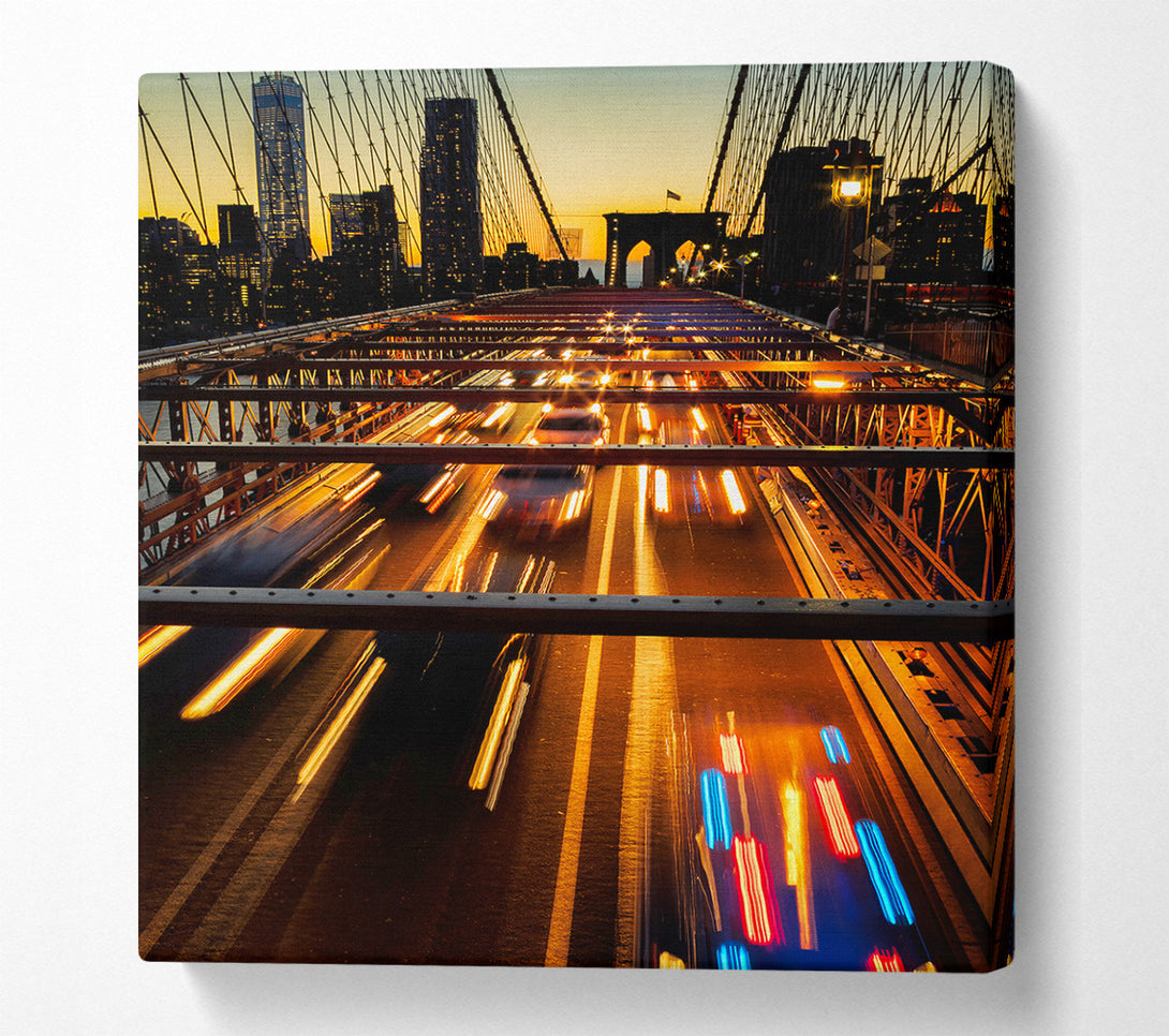  A Canvas Print of Speed Of Light On Brooklyn Bridge 1 Canvas Print