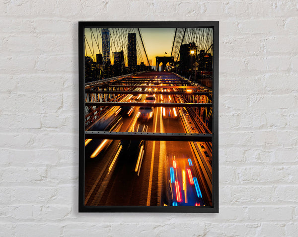 Speed Of Light On Brooklyn Bridge 1 Framed Print