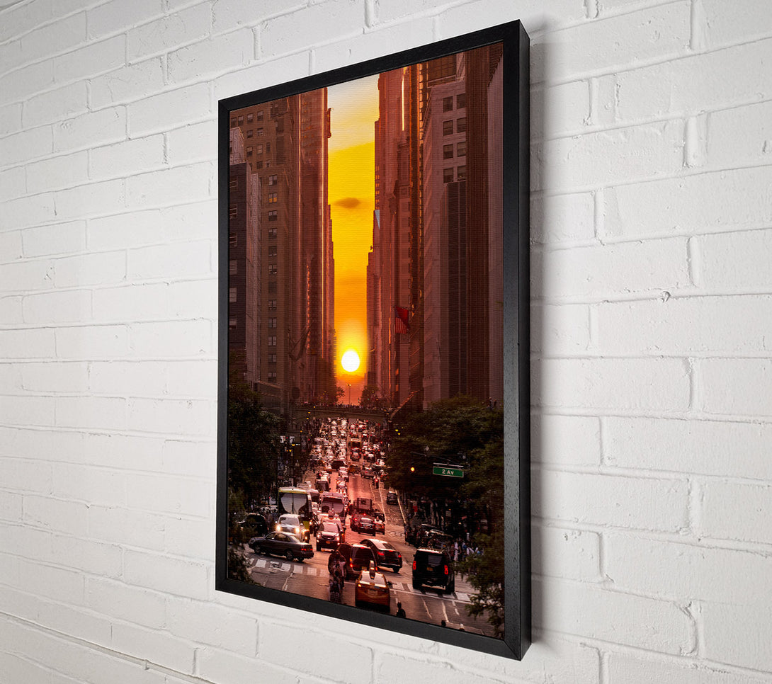  A Canvas Print of Sunset Through The Streets Of NYC Canvas Wall Art