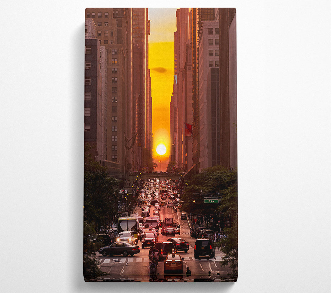 A Canvas Print of Sunset Through The Streets Of NYC Canvas Wall Art