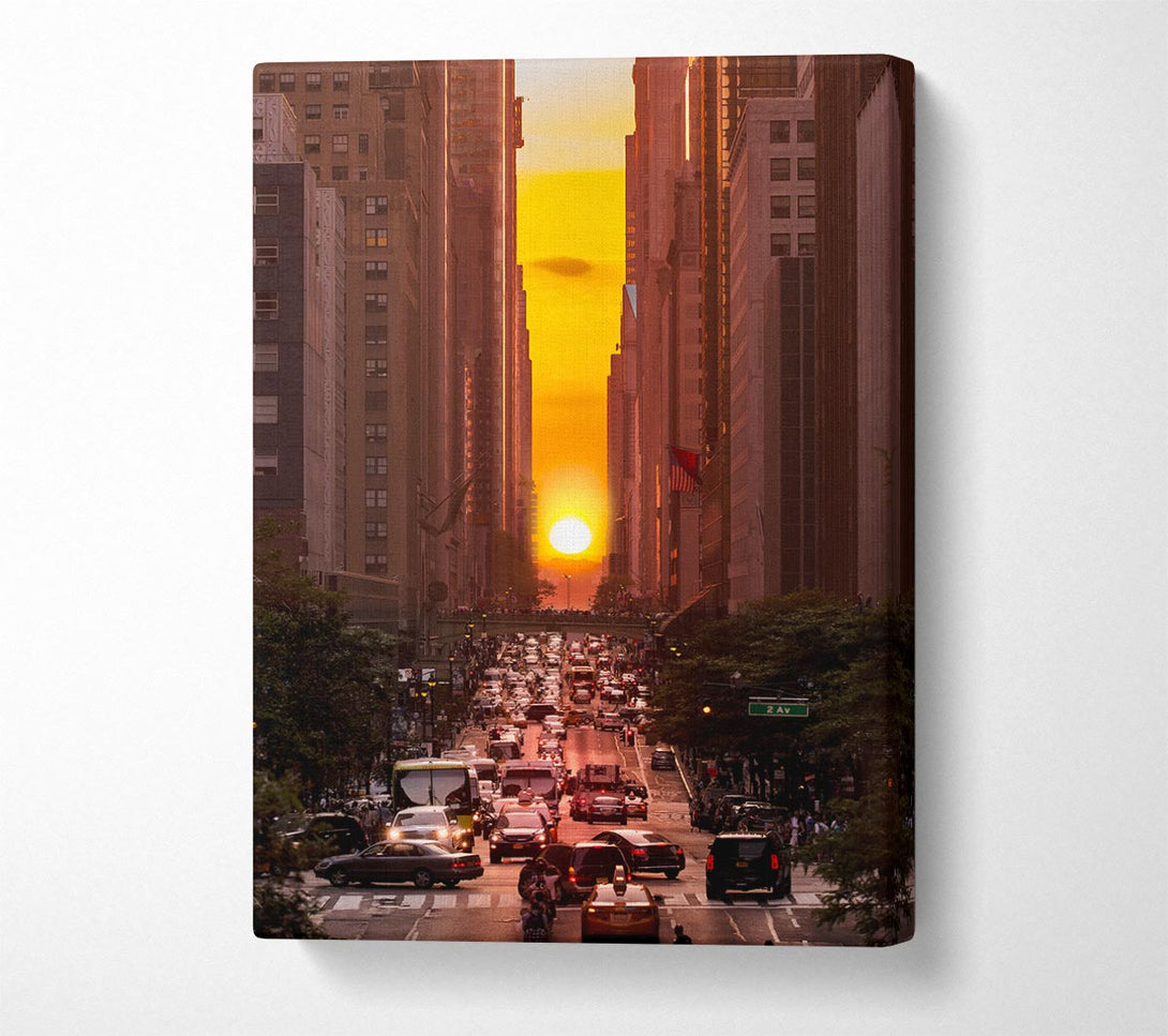  A Canvas Print of Sunset Through The Streets Of NYC Canvas Wall Art