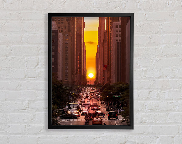 Sunset Through The Streets Of NYC Framed Print
