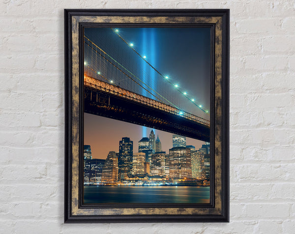 Twin Tower Remembrance Through The Bridge Framed Print